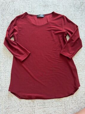 Sympli Burgundy Stretch 3/4 Sleeve Top